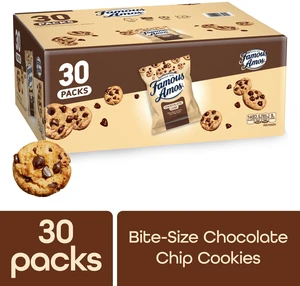 Famous Amos Classic Chocolate Chip Cookies, Bite-Size Sweet Treats, 30 Pack Box of 1 oz Bags Famous Amos Classic Chocolate Chip Cookies, Bite-Size Sweet Treats, 30 Pack Box of 1 oz Bags