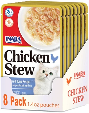 INABA Chicken & Tuna Stew Complement, Topper, or Treat for Cats, Eight 14 oz Pouches INABA Chicken & Tuna Stew Complement, Topper, or Treat for Cats, Eight 14 oz Pouches