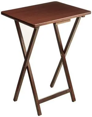 Mainstays Rubberwood Folding TV Tray Table in Walnut Mainstays Rubberwood Folding TV Tray Table in Walnut