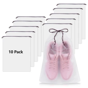 Clear Waterproof Drawstring Shoe Bags, 15.7x11.8 Inches, 10 Pack, Travel Essentials for Men Women, Gym Luggage Storage Clear Waterproof Drawstring Shoe Bags, 15.7x11.8 Inches, 10 Pack, Travel Essentials for Men Women, Gym Luggage Storage