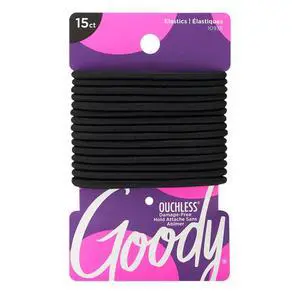 Goody Ouchless Hair Elastics 15 Count, Black, Tangle-Free Ponytail Holders for Thick, Curly, Coily & Textured Hair Goody Ouchless Hair Elastics 15 Count, Black, Tangle-Free Ponytail Holders for Thick, Curly, Coily & Textured Hair