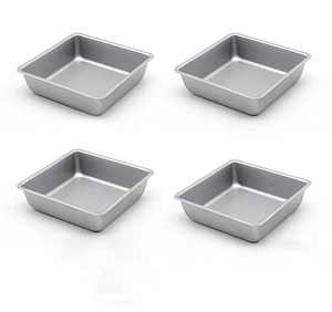 Flunyina 4-Inch Non-Stick Square Cake Pan Set of 4 Carbon Steel Molds for Brownie Making Flunyina 4-Inch Non-Stick Square Cake Pan Set of 4 Carbon Steel Molds for Brownie Making