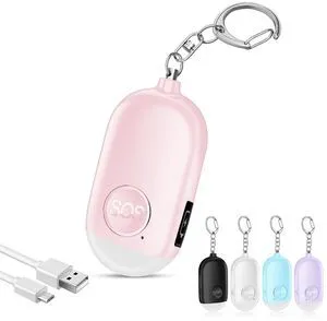 Hion Personal Safety Alarm 130dB Rechargeable Self Defense Keychain with LED Flashlight, Emergency Sound for Women, Children, Elderly, College Girls, Men, Pink Hion Personal Safety Alarm 130dB Rechargeable Self Defense Keychain with LED Flashlight, Emergency Sound for Women, Children, Elderly, College Girls, Men, Pink
