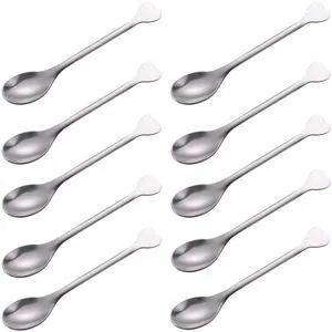 Stainless Steel Mini Dessert Spoons Set of 10, Heart-Shaped Handle, 4.5-Inch, for Demitasse, Espresso, Coffee, Dessert, Tea, Appetizer Stainless Steel Mini Dessert Spoons Set of 10, Heart-Shaped Handle, 4.5-Inch, for Demitasse, Espresso, Coffee, Dessert, Tea, Appetizer