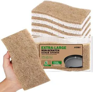 AIDEA XL Non-Scratch Scrub Sponges for Dishes, 6Count AIDEA XL Non-Scratch Scrub Sponges for Dishes, 6Count