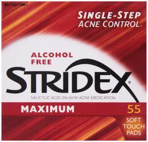 Stridex Maximum Acne Pads, Alcohol-Free Salicylic Acid for Face, 55 Ct Stridex Maximum Acne Pads, Alcohol-Free Salicylic Acid for Face, 55 Ct