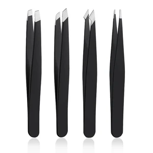 DTDNZKN 4-Piece Stainless Steel Tweezers Set, Black DTDNZKN 4-Piece Stainless Steel Tweezers Set, Black