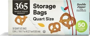 365 by Whole Foods Market Quart Size Storage Bags Double Zipper 50 Count 365 by Whole Foods Market Quart Size Storage Bags Double Zipper 50 Count
