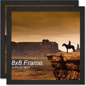 Set of 2 8x8 Black Lightweight Picture Frames for Tabletop and Wall Mount Set of 2 8x8 Black Lightweight Picture Frames for Tabletop and Wall Mount