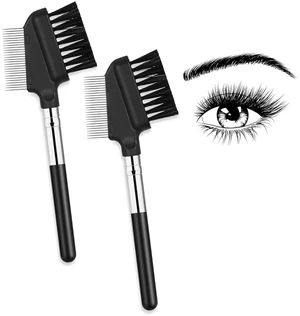 2-Pack Metal Eyelash Comb, Eyelash Separator and Eyebrow Grooming Tool with Metal Teeth - Short Handle 2-Pack Metal Eyelash Comb, Eyelash Separator and Eyebrow Grooming Tool with Metal Teeth - Short Handle