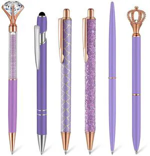 Qeeenar 6Pcs Fancy Ballpoint Pens Glitter Metal, Purple Series Qeeenar 6Pcs Fancy Ballpoint Pens Glitter Metal, Purple Series