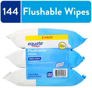Equate Flushable Wet Wipes, Fresh Scent, 144 Count, 3 Pack Equate Flushable Wet Wipes, Fresh Scent, 144 Count, 3 Pack
