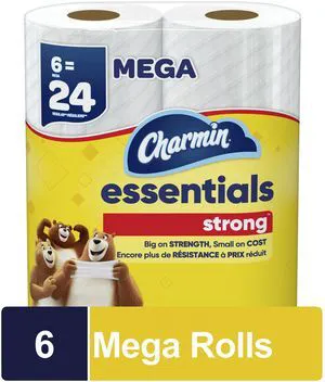 Charmin Essentials Strong Toilet Paper, 6 Mega Rolls, 429 Sheets Per Roll Charmin Essentials Strong Toilet Paper, 6 Mega Rolls, 429 Sheets Per Roll