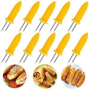 10PCS Stainless Steel Corn Holders, Corn on the Cob Skewers, Twin Prong Forks for BBQ Home Cooking 10PCS Stainless Steel Corn Holders, Corn on the Cob Skewers, Twin Prong Forks for BBQ Home Cooking