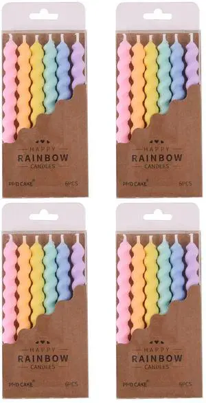 PHD CAKE 24-Count Rainbow Spiral Birthday Candles with Holders PHD CAKE 24-Count Rainbow Spiral Birthday Candles with Holders