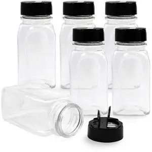RoyalHouse 6 Pack 9.5Oz Plastic Spice Jars with Black Cap and Shaker Lids, BPA Free, Made in USA RoyalHouse 6 Pack 9.5Oz Plastic Spice Jars with Black Cap and Shaker Lids, BPA Free, Made in USA