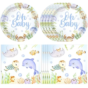 40pcs Under the Sea Baby Shower Tableware Set, Sea Animal Theme Birthday Party Plates and Napkins, Ocean Themed Party Decorations Supplies 40pcs Under the Sea Baby Shower Tableware Set, Sea Animal Theme Birthday Party Plates and Napkins, Ocean Themed Party Decorations Supplies