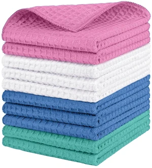HOMEXCEL Waffle Weave Microfiber Towel, 10-Pack, 12 x 12 in HOMEXCEL Waffle Weave Microfiber Towel, 10-Pack, 12 x 12 in
