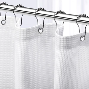 NEATERIZE White Fabric Shower Curtain 72x72Inches Waffle Design Hotel Style NEATERIZE White Fabric Shower Curtain 72x72Inches Waffle Design Hotel Style