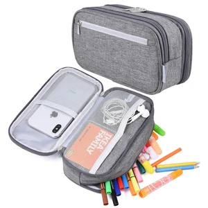 Large Capacity Pencil Case, Portable Desk Organizer Pen & Pencil Holder, Makeup Bag for Adults, Gray Large Capacity Pencil Case, Portable Desk Organizer Pen & Pencil Holder, Makeup Bag for Adults, Gray