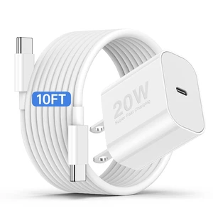 20W USB-C Fast Charger with 10ft Type C to C Cable for iPhone 17 Pro Max/17 Air/16 Pro/16 Plus/15 Pro/15 Mini, iPad, AirPods 20W USB-C Fast Charger with 10ft Type C to C Cable for iPhone 17 Pro Max/17 Air/16 Pro/16 Plus/15 Pro/15 Mini, iPad, AirPods