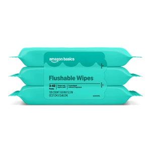 Amazon Basics Flushable Wipes Fragrance Free 126 Count (3 Packs of 42) Amazon Basics Flushable Wipes Fragrance Free 126 Count (3 Packs of 42)