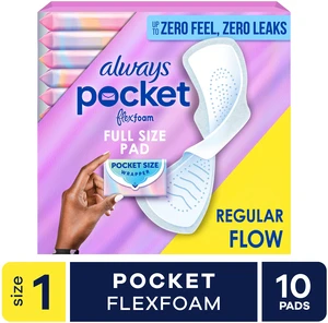 Always Pocket with FlexFoam Pads Size 1 Regular Wings 12 Count Always Pocket with FlexFoam Pads Size 1 Regular Wings 12 Count