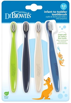 Dr. Brown's Infant-to-Toddler Toothbrush Set (4-Pack), BPA Free, Soft Manual Toothbrushes for 0-3 Years, Green/Dark Blue/Ecru/Blue Dr. Brown's Infant-to-Toddler Toothbrush Set (4-Pack), BPA Free, Soft Manual Toothbrushes for 0-3 Years, Green/Dark Blue/Ecru/Blue