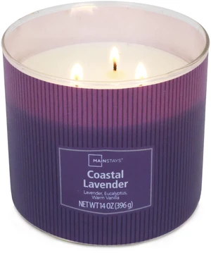 Mainstays Coastal Lavender 3-Wick Decorative Wrap Candle, 14 oz Mainstays Coastal Lavender 3-Wick Decorative Wrap Candle, 14 oz