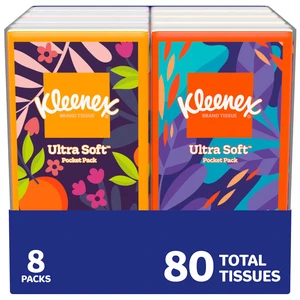 Kleenex On-the-Go Facial Tissues, 8 Travel Packs, 10 Tissues per Pack Kleenex On-the-Go Facial Tissues, 8 Travel Packs, 10 Tissues per Pack