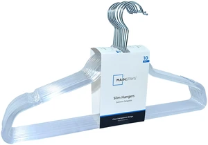Mainstays Plastic Clothes Hangers, Slim Swivel Hook, Clear, 10 Pack Mainstays Plastic Clothes Hangers, Slim Swivel Hook, Clear, 10 Pack