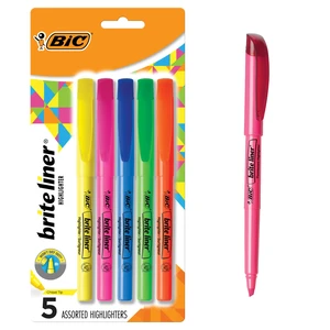 BIC Brite Liner Highlighters, Chisel Tip, 5-Count Pack, Assorted Colors BIC Brite Liner Highlighters, Chisel Tip, 5-Count Pack, Assorted Colors