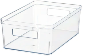 Mainstays Clear Plastic Pantry Organizer Bin with Handles, Large 12"x7.5"x4" for Kitchen Cabinet and Fridge Mainstays Clear Plastic Pantry Organizer Bin with Handles, Large 12"x7.5"x4" for Kitchen Cabinet and Fridge