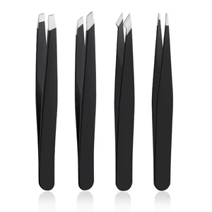 DTDNZKN 4-Piece Stainless Steel Tweezers Set, Black DTDNZKN 4-Piece Stainless Steel Tweezers Set, Black