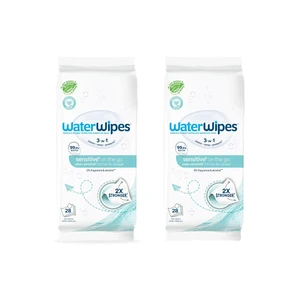 WaterWipes Sensitive+ On The Go Wipes, 3-In-1 Cleans, Cares, Protects, 99.9% Water, Unscented & Hypoallergenic Wet Wipes, 28 Count (Pack of 2) WaterWipes Sensitive+ On The Go Wipes, 3-In-1 Cleans, Cares, Protects, 99.9% Water, Unscented & Hypoallergenic Wet Wipes, 28 Count (Pack of 2)