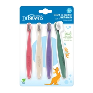 Dr. Brown's Infant-to-Toddler Toothbrush Set, Soft & Gentle Manual Toothbrushes for Baby, Pink/Ecru/Purple/Dark Green, BPA Free, 0-3 Years 4-Pack Dr. Brown's Infant-to-Toddler Toothbrush Set, Soft & Gentle Manual Toothbrushes for Baby, Pink/Ecru/Purple/Dark Green, BPA Free, 0-3 Years 4-Pack