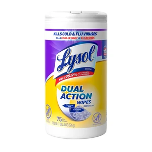 Lysol Dual Action Disinfectant Wipes, Multi-Surface Antibacterial Scrubbing Wipes, For Disinfecting and Cleaning, Citrus Scent, 75ct Lysol Dual Action Disinfectant Wipes, Multi-Surface Antibacterial Scrubbing Wipes, For Disinfecting and Cleaning, Citrus Scent, 75ct