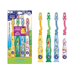 GuruNanda Kids Toothbrush with Suction Cup & Tongue Cleaner, Ages 3+, 4 ct GuruNanda Kids Toothbrush with Suction Cup & Tongue Cleaner, Ages 3+, 4 ct