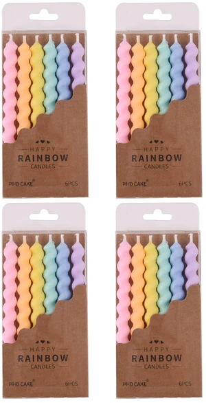PHD CAKE 24-Count Rainbow Spiral Birthday Candles with Holders, Party Candles, Cake Candles PHD CAKE 24-Count Rainbow Spiral Birthday Candles with Holders, Party Candles, Cake Candles