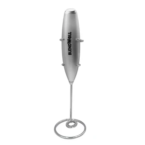 BlendWell Electric Milk Frother for Matcha and Coffee, Handheld Battery Operated Drink Mixer with Stand, Stainless Steel Whisk, Silver BlendWell Electric Milk Frother for Matcha and Coffee, Handheld Battery Operated Drink Mixer with Stand, Stainless Steel Whisk, Silver