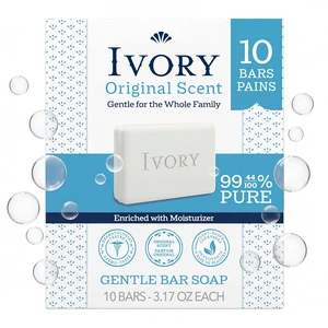 Ivory Gentle Bar Soap, Designed for Whole Family, 99.44% Pure Formula, Plant-Based Cleanser, Made Without Heavy Perfumes, Parabens & Phthalates, for All Skin Types, Original Scent, 3.17 oz (10 Count) Ivory Gentle Bar Soap, Designed for Whole Family, 99.44% Pure Formula, Plant-Based Cleanser, Made Without Heavy Perfumes, Parabens & Phthalates, for All Skin Types, Original Scent, 3.17 oz (10 Count)