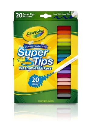 Crayola Super Tips Washable Markers, 20 Count, for Kids Ages 3+, School Supplies, Bullet Journaling Gift Crayola Super Tips Washable Markers, 20 Count, for Kids Ages 3+, School Supplies, Bullet Journaling Gift
