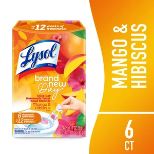 Lysol Brand New Day Automatic Toilet Bowl Click Gel Cleaner, Mango & Hibiscus, 6 Count Lysol Brand New Day Automatic Toilet Bowl Click Gel Cleaner, Mango & Hibiscus, 6 Count