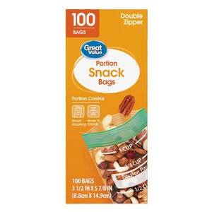 Great Value 100 Count Fresh Seal Double Zipper Rectangle Snack Bags Great Value 100 Count Fresh Seal Double Zipper Rectangle Snack Bags