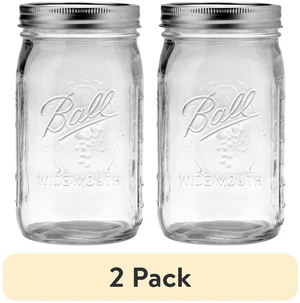 Ball Glass Mason Jar with Lid & Band, Wide Mouth, 32 oz, 2 Pack Ball Glass Mason Jar with Lid & Band, Wide Mouth, 32 oz, 2 Pack