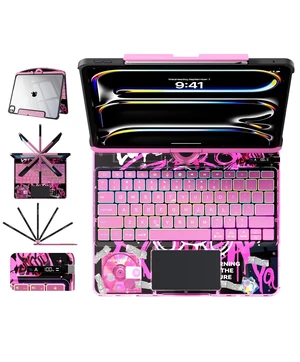 Cyberpunk Clear Keyboard Case for iPad Pro 13 Inch M5/M4, 360 Swivel Cyberpunk Clear Keyboard Case for iPad Pro 13 Inch M5/M4, 360 Swivel