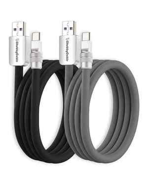 chubbycable 120W Silicone USB A to C Cable, 2 Pack, Black+Gray, 8.2FT chubbycable 120W Silicone USB A to C Cable, 2 Pack, Black+Gray, 8.2FT