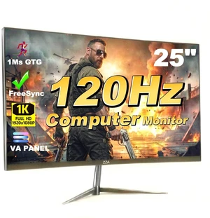 ZZA 24.5" 120Hz Curved Gaming Monitor ^^ FHD 1080P Frameless Design, FreeSync, Low Motion Blur, Eye Care Technology, DisplayPort & HDMI Connectivity, VESA Wall Mount Compatible - Black ZZA 24.5" 120Hz Curved Gaming Monitor ^^ FHD 1080P Frameless Design, FreeSync, Low Motion Blur, Eye Care Technology, DisplayPort & HDMI Connectivity, VESA Wall Mount Compatible - Black