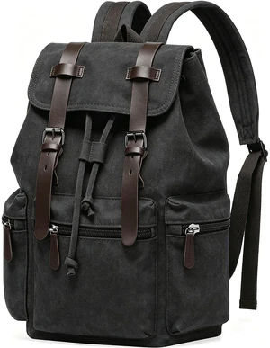 VAZUOOL Canvas Backpack for Men Women, Vintage Laptop Daypack Travel Rucksack Work College Computer Bag Fits 15.6 Inch Laptop, Black VAZUOOL Canvas Backpack for Men Women, Vintage Laptop Daypack Travel Rucksack Work College Computer Bag Fits 15.6 Inch Laptop, Black