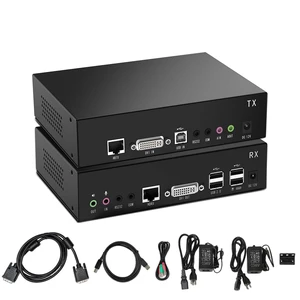 DVI USB KVM Extender 100m(328ft) Over Single Cat5e/Cat6 Cable, 1920x1200@60Hz EDID, Extends Video Audio USB, RS-232 Signals, Point to Point, Zero Latency, Incl.Transmitter and Receiver (New Version) DVI USB KVM Extender 100m(328ft) Over Single Cat5e/Cat6 Cable, 1920x1200@60Hz EDID, Extends Video Audio USB, RS-232 Signals, Point to Point, Zero Latency, Incl.Transmitter and Receiver (New Version)